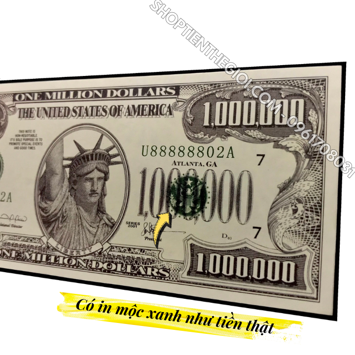 Tiền Lưu Niệm 1 Triệu USD Hình Núi Rushmore 4 Tổng Thống Mỹ Dạ Quang - SP005972